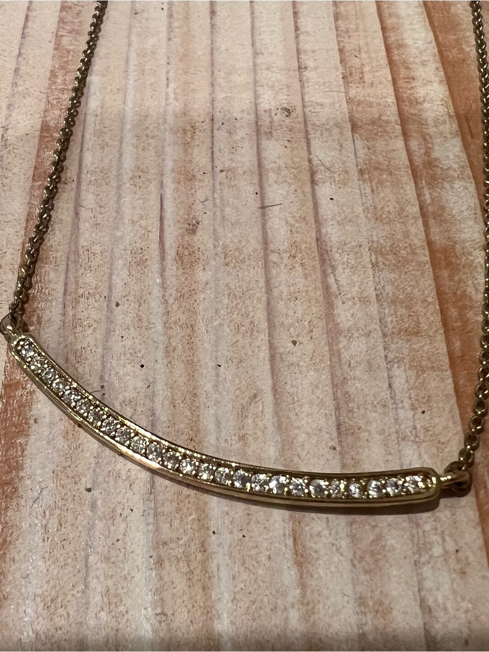 Banana Republic Gold Bar Necklace with Clear Crystals